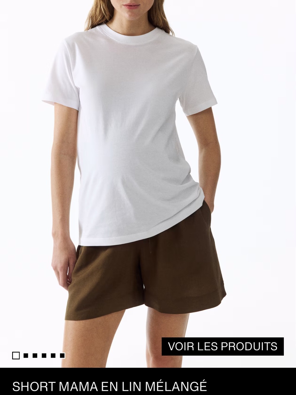 H&M Mama maternity Olive Drawstring Linen Shorts